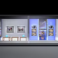 Modern Retail Showcase Window With Display Shelves Lighting And Art 3d model