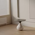 Modern Bedside Table With Round Top And White Marble Base In Minimalist Interior 3d model