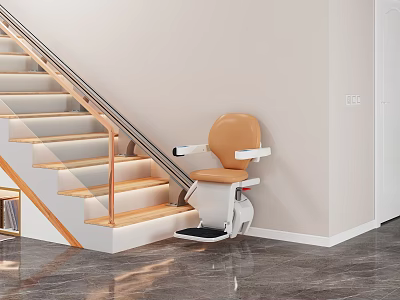 Modern Indoor Staircase Chair Lift With Comfortable Seat And Safety Handrail 3d model