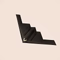 Black Stealth Fighter Jet Featuring Flying Wing Design and Yellow Emblem 3d model