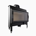 Modern Black Fireplace With Glass Door And Light Interior Base Stand