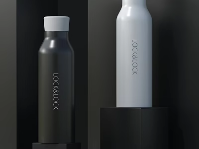Stylish LOCK&LOCK Water Bottles In Black And White 3d model