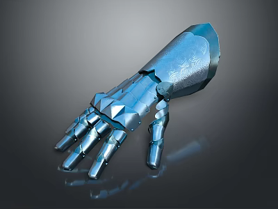 Metallic Prosthetic Hand Design With Articulated Fingers And Shiny Surface 3d model
