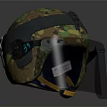 Military Style Camouflage Helmet With Transparent Visor And Metal Fittings For Protection