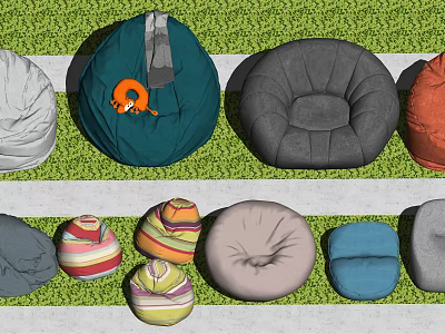Colorful Bean Bag Chairs In Various Styles For Comfortable Home Seating 3d model