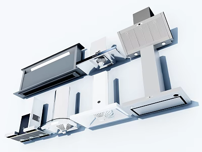 Modern Kitchen Appliances With Stylish Range Hood Designs For Home Kitchens 3d model