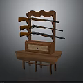 Wooden Furniture With Display Rack Hanging Gun Slots And Drawer Cabinet Base
