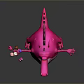 Horned Pink Reptile Cartoon Character Juggling Colorful Objects In 3D Render