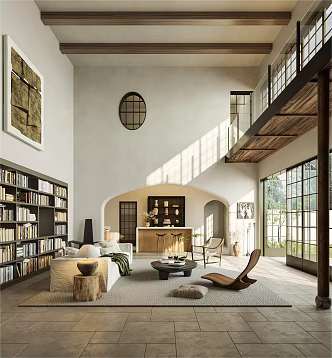 Quiet Duplex Living Room Naturally Pick Empty Living Room 3d model