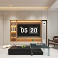 Modern Living And Dining Room Interior Design With Sofa Coffee Table Artwork And Curtains