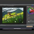 ROG Laptop For Creative Design With Blue Backlit Keyboard And Colorful Illustration On Screen