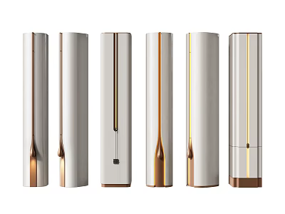 Modern White And Gold Columns With Sleek Design Arranged In A Row 3d model
