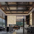Elegant Modern Sales Office Interior With Spacious Lounge Area And Bright Large Floor Windows