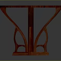 Classic Red Round Wooden Table With Smooth Surface And Crossed Legs Design