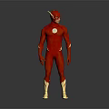 The Flash Superhero Character In Red Suit With Gold Lightning Details For Game And Movie