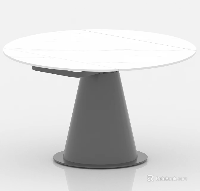 Modern Dining Table Set With Round White Tabletop And Gray Conical Base Contemporary Design 3d model