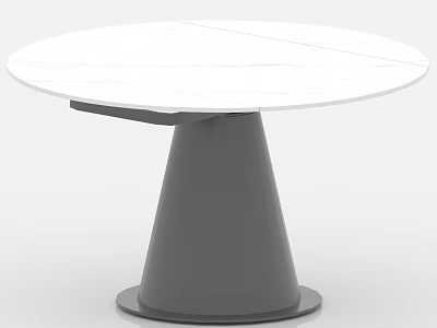 Modern Dining Table Set With Round White Tabletop And Gray Conical Base Contemporary Design 3d model