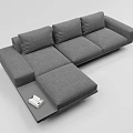 Modern Gray Sectional Sofa with Built in Side Table and Comfortable Seats 3d model
