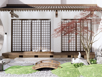 Japanese-style courtyard dry landscape courtyard landscape 3d model