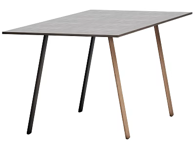Modern Minimalist Dining Table With Gray Top And Mixed Black Wooden Legs 3d model