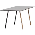 Modern Minimalist Dining Table With Gray Top And Mixed Black Wooden Legs