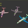 Toy Airplane Models Featuring White Gray And Blue Colors On Dark Surface