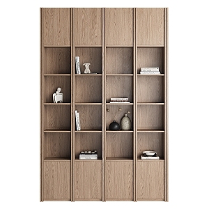 Bookcase Decorative Cabinet Solid Wood Bookcase 3d model