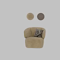 Modern Beige Single Sofa With Geometric Pattern Pillow And Rounded Armrests