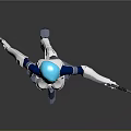 Futuristic Game Movie Character With Blue Hair White And Blue Outfit Holding Guns