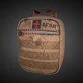 Brown Canvas IFAK Medical Bag with Red Cross Logo and Multiple Compartments for Emergency Use