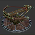 Ancient Ballista Weapon With Wooden Frame Metal Components And Wheel Base