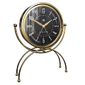 Black Dial Clock With Golden Metal Stand And Elegant Retro Decorative Design