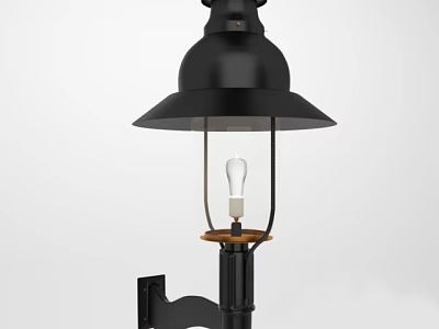 Black Metal Wall Sconce With Modern Lantern Style Shade And Visible Bulb 3d model