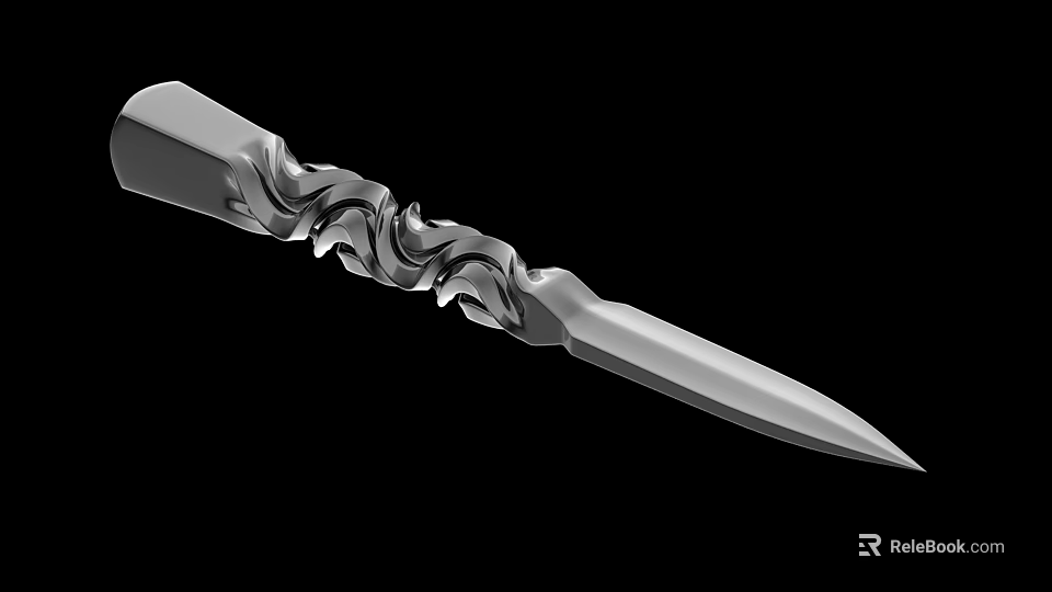 Sharp Blade Weapon Featuring Intricately Carved Handle And Elegant Decorative Patterns 3d model 