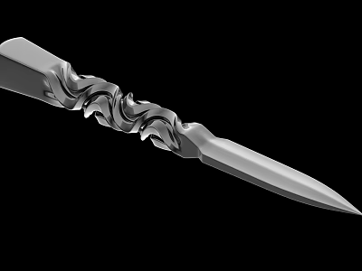 Sharp Blade Weapon Featuring Intricately Carved Handle And Elegant Decorative Patterns 3d model