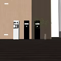 Modern Home Water Dispensers in Three Colors with Sleek Design and Green Plant