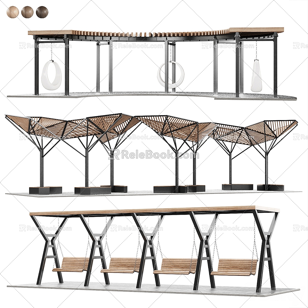 Landscape promenade porch gazebo swing gazebo 3d model