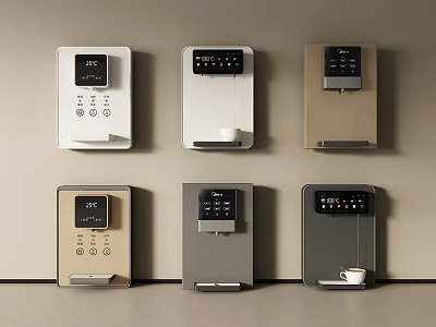 Wall Mounted Daily Electrical Appliances With Digital Display And Control Buttons In Various Colors 3d model