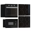 Modern Black Kitchen Appliances Set Including Oven Microwave And Electric Hobs 3d model