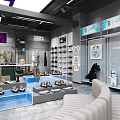 Modern Clothing Store Interior With Shoe Displays Clothing Racks And Display Tables