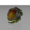 Futuristic Sci Fi Helmet Design With Green Yellow Mesh Patterns And Transparent Visor