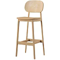 Modern Light Wood Bar Stool With Simple Design And Backrest Footrest 3d model