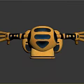 Orange Robot With Blue Accents Futuristic Design Transparent Visor Streamlined Body And Extended Arms
