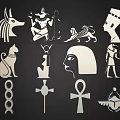 Egyptian Themed Hanging Pendants Featuring Anubis Sphinx Nefertiti Cat And Ankh Symbols