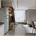 Modern Apartment Interior Design With Open Living Room Kitchen And Staircase
