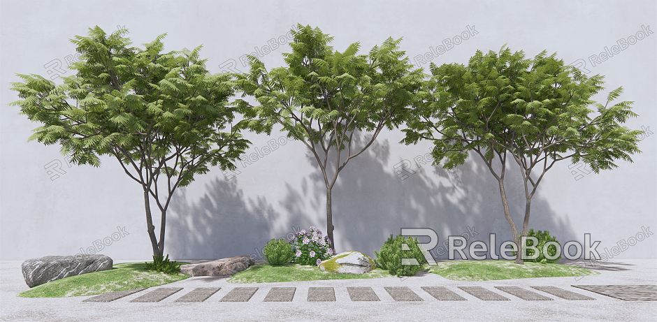 Modern Tree Landscape Tree Arbor Shrub Stone model