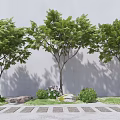 Modern Tree Landscape Tree Arbor Shrub Stone 3d model