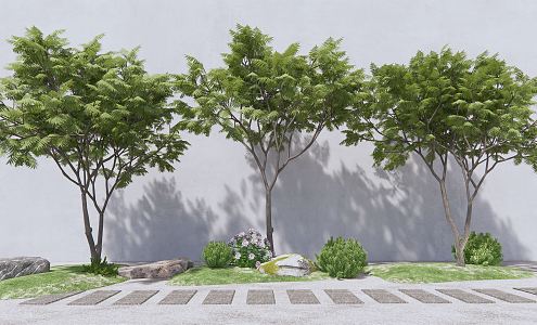 Modern Tree Landscape Tree Arbor Shrub Stone 3d model