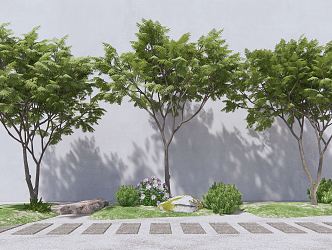 Modern Tree Landscape Tree Arbor Shrub Stone 3d model