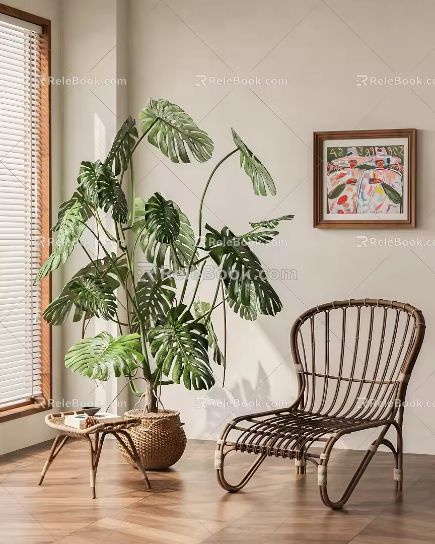 Net red plant Bamboo turtle potted plant 3d model